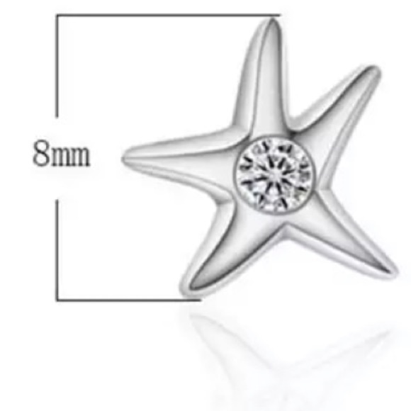 Sterling Silver 925 CZ Star Stud Earrings - Picture 5 of 5